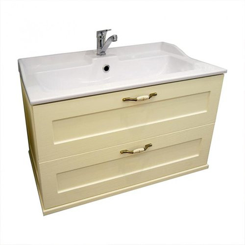 1A1863K0LBPR0 Набор: 1A186301LBPR0 Тумба-умывальник Леон 80 Дуб бежевый/ 1A708031FB010 Раковина Фабиа 800 белая. Фото 1