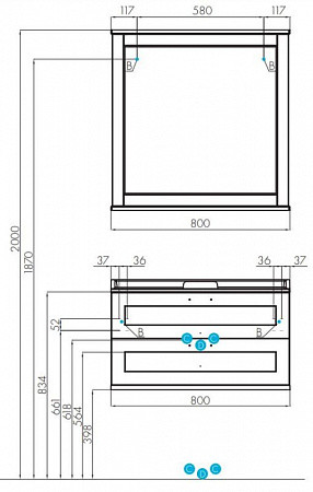 1A1863K0LBPS0-1 Набор: 1A186301LBPS0 Тумба-умывальник Леон 80 Дуб белый/ 1A70493KPR010 Раковина Премьер М 80. Фото 2
