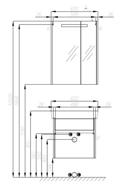 1A206902VDAV0 Зеркало-шкаф Верди 60 Белый/Ясень фабрик. Фото 2