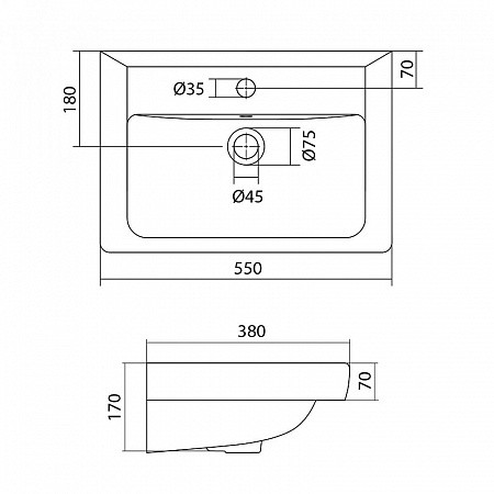 1A2076K1RSC20 Набор: 1A207601RSC20 Тумба-умывальник Ронда 55 мини/ 1WH302127 Умывальник Тигода 55 мини. Фото 3