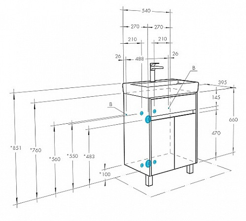 1A2077K1VDAV0 Набор: 1A207701VDAV0 Тумба-умывальник Верди 60 Н/ 1WH302186 Умывальник Нео 60. Фото 3