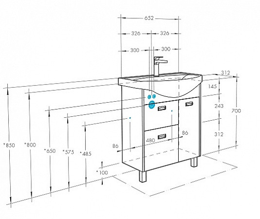 1A2087K1BAC20 Набор: 1A208701BAC20 Тумба-умывальник Бекка 70/ 1WH207776 Раковина Балтика 70. Фото 3