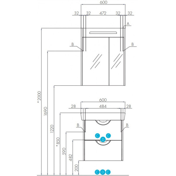 1A2117K1SIW50 Набор: 1A211701SIW50 Тумба-умывальник Сильва 50 Дуб Макиато/ 1WH302184 Раковина Нео 50. Фото 2