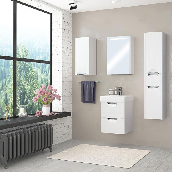 1A2118K1SIW70 Набор: 1A211801SIW70 Тумба-умывальник Сильва 60 Дуб Полярный/ 1WH302186 Раковина Нео 60. Фото 3