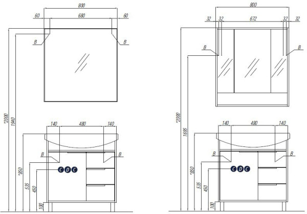 1A215302RIB90 Зер-шкаф Рико 80 Белый/Ясень фабрик. Фото 3