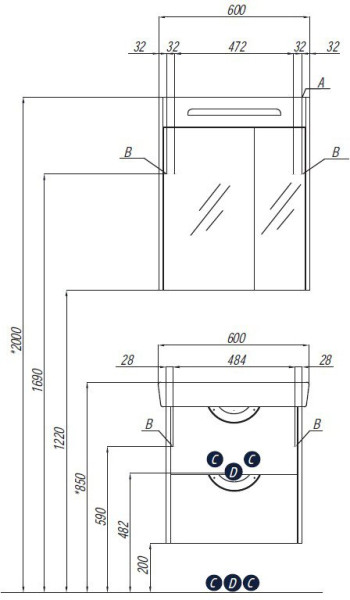1A216202SIW70 Зеркальный шкаф Сильва 60 Дуб Полярный. Фото 2