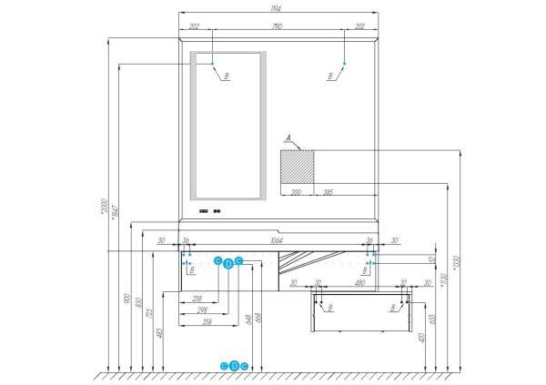 1A2197K1SKW80 Набор: 1A219701SKW80 Тумба-умывальник Сакура 120/ 1A71893KSK010 Раковина Сакура 1200 белая. Фото 2