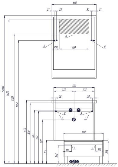 1A230101KP010 Тумба под раковину Капри 60 белый глянец (рак. 1WH302421). Фото 5