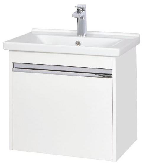 1A2301K1KP010 Набор: 1A230101KP010 Тумба-умывальник Капри 60 белый глянец/ 1WH302421 Раковина Миранда 60. Фото 1