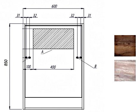 1A230302KPDB0 Зеркало-шкаф Капри 60 Таксония темная. Фото 4