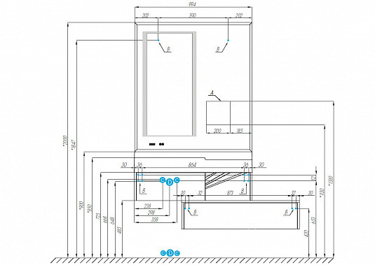 1A2349K1SKW80 Набор: 1A234901SKW80 Тумба-умывальник Сакура 100/ 1A71973KSK010 Раковина Сакура 1000 белая. Фото 2