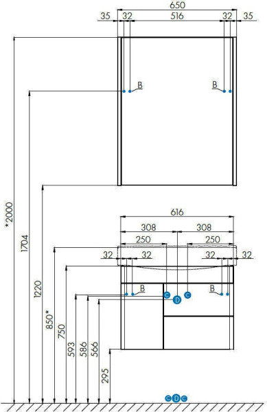 1A237002BV010 Зеркальный шкаф Беверли 65. Фото 3