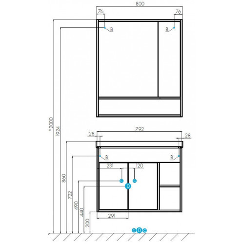 1A2374K0FAX10 Набор: 1A237401FAX10 Тумба-умывальник Флай 80 Бел Дуб КРАФТ/ 1WH302251 Раковина Миранда 80. Фото 2