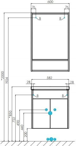 1A237602FA860 Зеркало-Шкаф Флай 60 Дуб Крафт бел. Фото 3