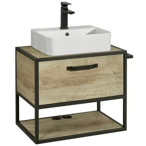 1A2423K2LTDU0 Набор: 1A242301LTDU0 Тумба Лофт Фабрик 65 Дуб Эндгрейн/1WH501709 Раковина Одри Soft (квадрат)/1A242903LTDU0 Столешница Дуб Эндгрейн. Фото 1