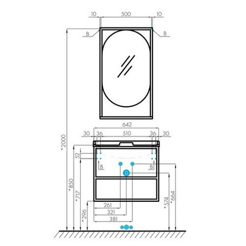 1A2423K2LTDU0 Набор: 1A242301LTDU0 Тумба Лофт Фабрик 65 Дуб Эндгрейн/1WH501709 Раковина Одри Soft (квадрат)/1A242903LTDU0 Столешница Дуб Эндгрейн. Фото 2