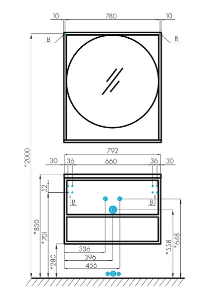 1A2424K0LTDU0 Набор: 1A242401LTDU0 Тумба Лофт Фабрик 80 Дуб Эндгрейн/1WH501710 Раковина Одри Round/1A243003LTDU0 Столешница Лофт Фабрик 80 Дуб Эндгрей. Фото 5