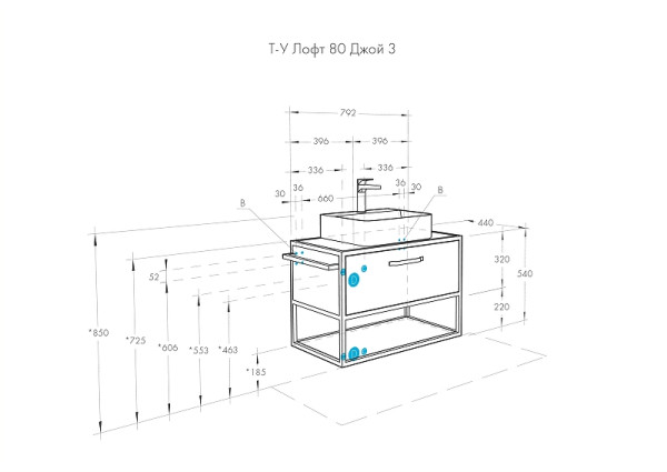 1A2424K0LTDU0 Набор: 1A242401LTDU0 Тумба Лофт Фабрик 80 Дуб Эндгрейн/1WH501710 Раковина Одри Round/1A243003LTDU0 Столешница Лофт Фабрик 80 Дуб Эндгрей. Фото 6