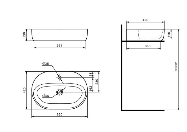 1A2424K0LTDU0 Набор: 1A242401LTDU0 Тумба Лофт Фабрик 80 Дуб Эндгрейн/1WH501710 Раковина Одри Round/1A243003LTDU0 Столешница Лофт Фабрик 80 Дуб Эндгрей. Фото 7