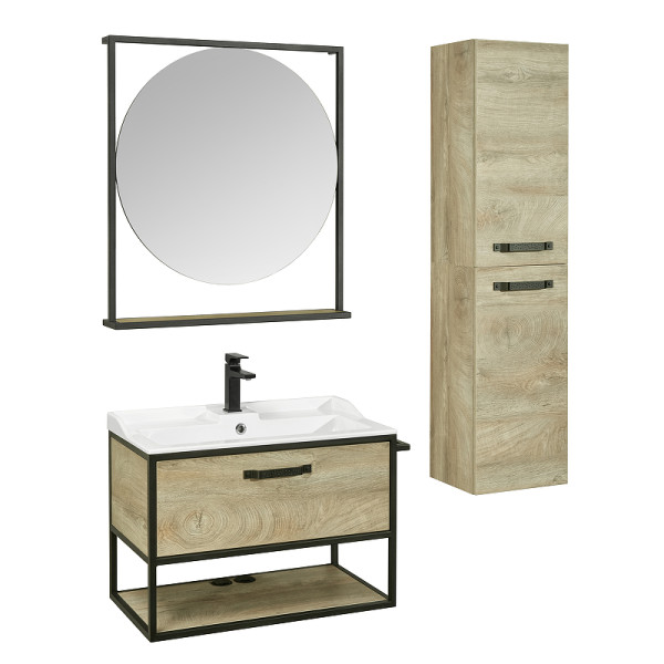 1A2424K0LTDU0 Набор: 1A242401LTDU0 Тумба Лофт Фабрик 80 Дуб Эндгрейн/1WH501710 Раковина Одри Round/1A243003LTDU0 Столешница Лофт Фабрик 80 Дуб Эндгрей. Фото 8