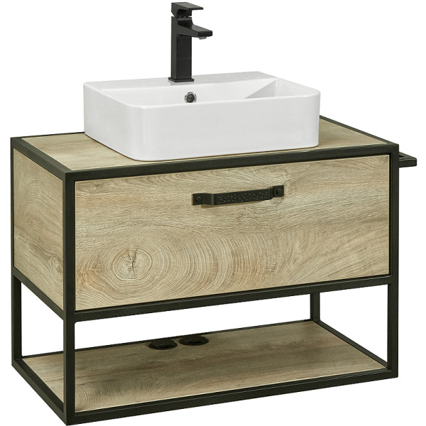 1A2424K0LTDU0 Набор: 1A242401LTDU0 Тумба Лофт Фабрик 80 Дуб Эндгрейн/1WH501710 Раковина Одри Round/1A243003LTDU0 Столешница Лофт Фабрик 80 Дуб Эндгрей. Фото 10