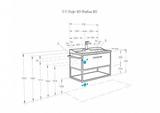 1A2424K0LTDY0 Набор: 1A242401LTDY0 Лофт Фабрик 80 Дуб Кантри/ 1A708031FB010 Раковина Фабиа 80. Фото 3
