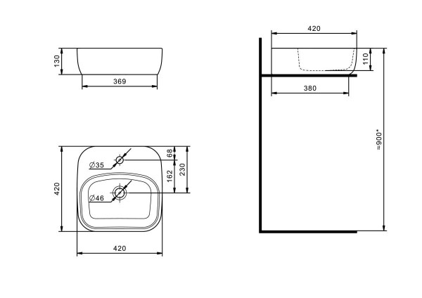1A2424K2LTDY0 Набор: 1A242401LTDY0 Тумба Лофт Фабрик 80 Дуб Кантри/1WH501709 Раковина Одри Soft (квадрат)/1A243003LTDY0 Столешница Дуб Кантри. Фото 3