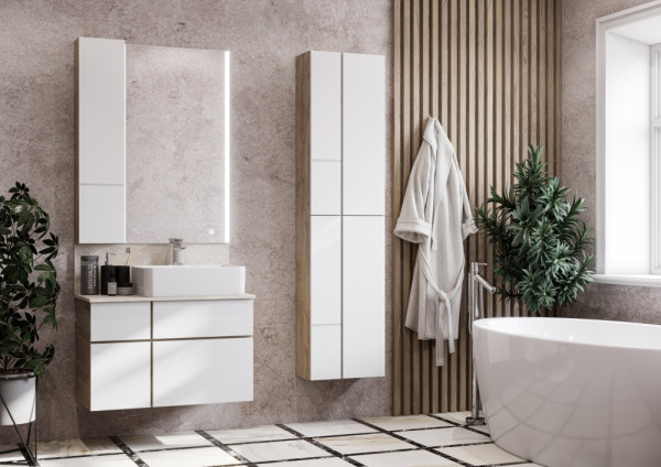 1A244203MIX40 Модуль для зеркала Мишель 43 Дуб Эндгрейн/Белый. Фото 5