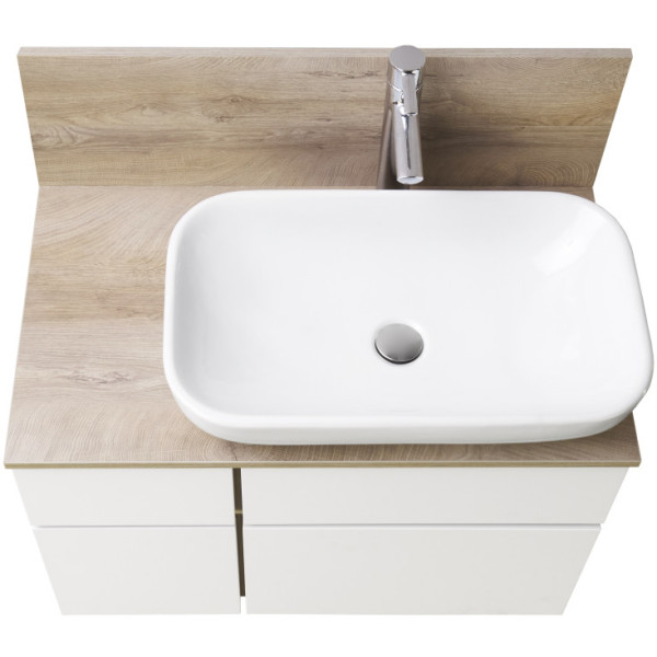 1A2445K0MIX40 Набор: 1A244501MIX40 Тумба-умывальник Мишель 80 Дуб Эндгрейн/ 1AX169WBXX000 Раковина Инфинити/ 1A253003MIX40 Мишель 80 Дуб Эндгрейн. Фото 2