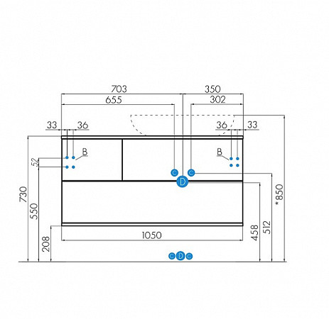 1A2469K1TEKA0 Набор: 1A246901TEKA0 Тумба-умывальник Терра 105 Дуб Кантри/Антрацит/ 732700B000 Раковина Мила. Фото 4