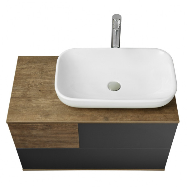 1A2472K2TEKA0 Набор: 1A247201TEKA0 Тумба-умывальник Терра 85 Дуб Кантри/Антрацит/1A73313KLK010 Раковина Лола. Фото 4