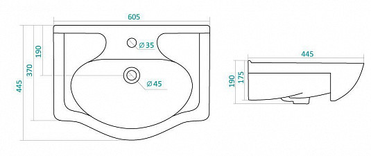 1A2488K0NT010 Набор: 1A248801NT010 Тумба-умывальник Нортон 65/ 1WH302501 раковина Беверли 65. Фото 3