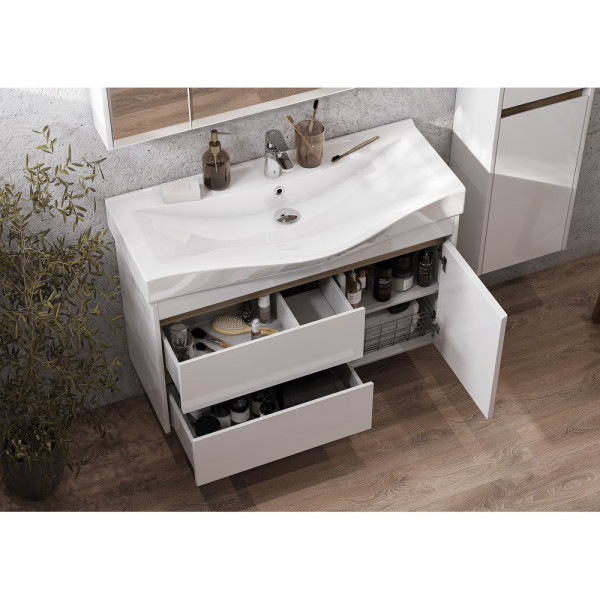 1A2490K0NT010 Набор: 1A249001NT010 Тумба-умывальник Нортон 100/ 1WH302502 раковина Беверли 100. Фото 10