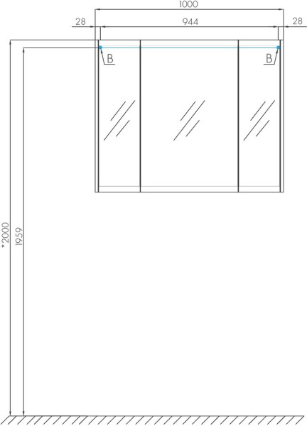 1A249302NT010 Зеркальный шкаф Нортон 100. Фото 2