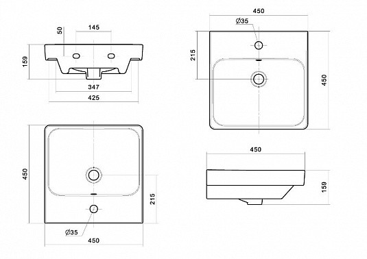 1A2516K0SDB20 Набор: 1A251601SDB20 Тумба-умывальник Сканди 45 Бел/Дуб Верона/ 1WH501630 Раковина Адриана 45. Фото 3