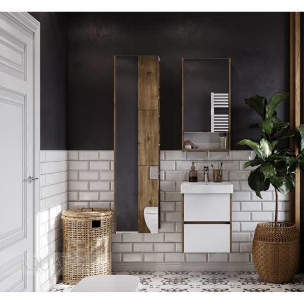 1A2516K0SDZ90 Набор: 1A251601SDZ90 Тумба-умывальник Сканди 45 Бел/Дуб Рустикальный/ 1WH501630 Раковина Адриана 45. Фото 4