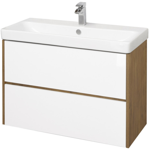 1A2519K0SDZ90 Набор: 1A251901SDZ90 Тумба-умывальник Сканди 90 Бел/Дуб Рустикальный/ 1WH501629 Раковина Адриана 90. Фото 1