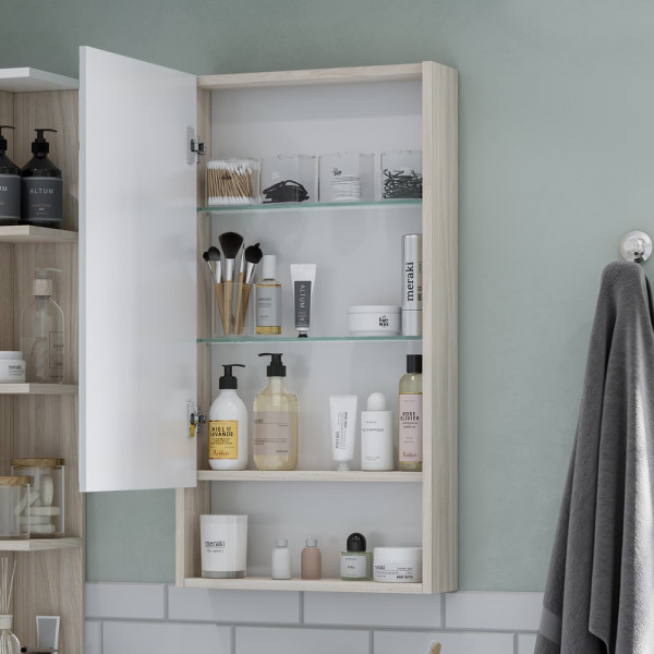 1A252002SDB20 Зеркальный шкаф Сканди 45 Белый/Дуб Верона. Фото 5