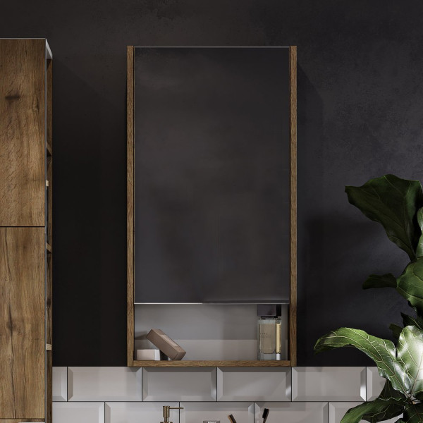 1A252002SDZ90 Зеркальный шкаф Сканди 45 Белый/Дуб Рустикальный. Фото 3