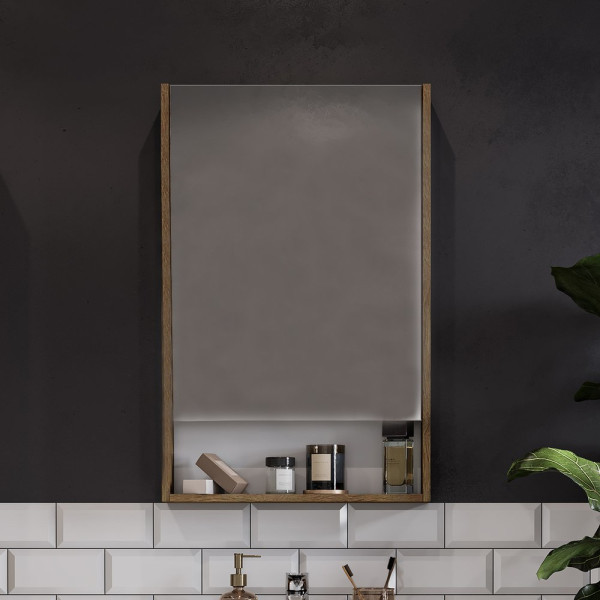 1A252102SDZ90 Зеркальный шкаф Сканди 55 Белый/Дуб Рустикальный. Фото 4