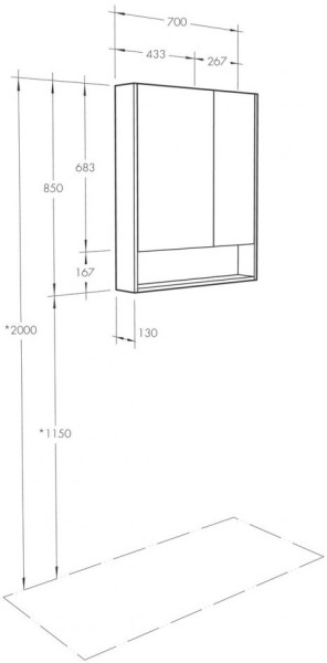 1A252202SDB20 Зеркальный шкаф Сканди 70 Белый/Дуб Верона. Фото 2