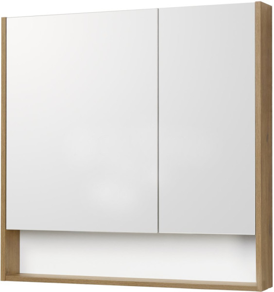 1A252302SDZ90 Зеркальный шкаф Сканди 90 Белый/Дуб Рустикальный. Фото 1