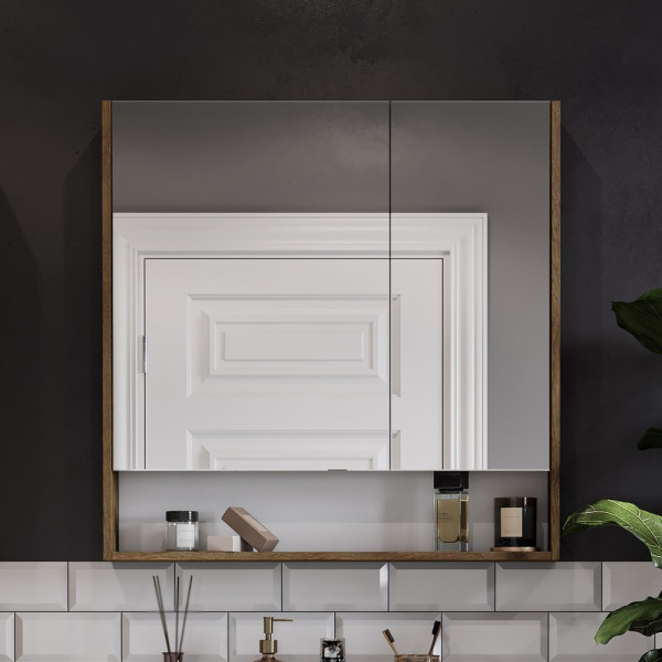 1A252302SDZ90 Зеркальный шкаф Сканди 90 Белый/Дуб Рустикальный. Фото 5