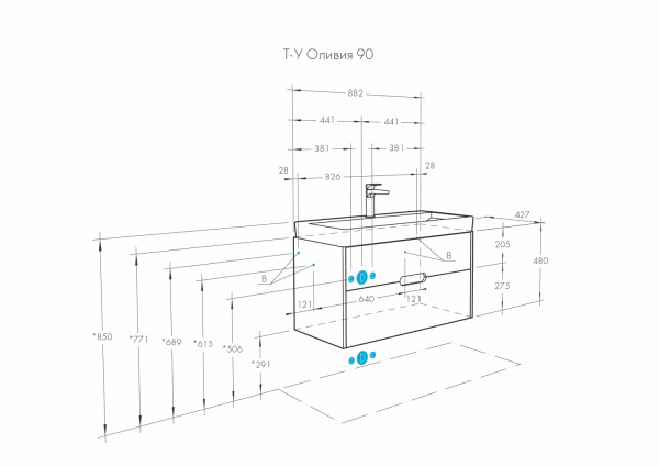 1A2544K0OL010 Набор: 1A254401OL010 Тумба-умывальник Оливия 90 Белый матовый/ 1WH501629 Раковина Адриана 90. Фото 3