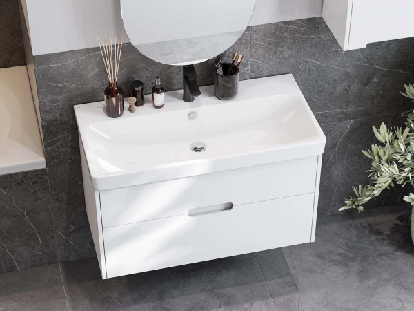 1A2544K0OL010 Набор: 1A254401OL010 Тумба-умывальник Оливия 90 Белый матовый/ 1WH501629 Раковина Адриана 90. Фото 2