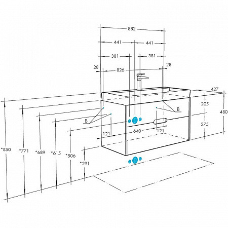 1A2544K0OLUG0 Набор: 1A254401OLUG0 Тумба-умывальник Оливия 90 Дуб Ойстер/ 1WH501629 Раковина Адриана 90. Фото 2