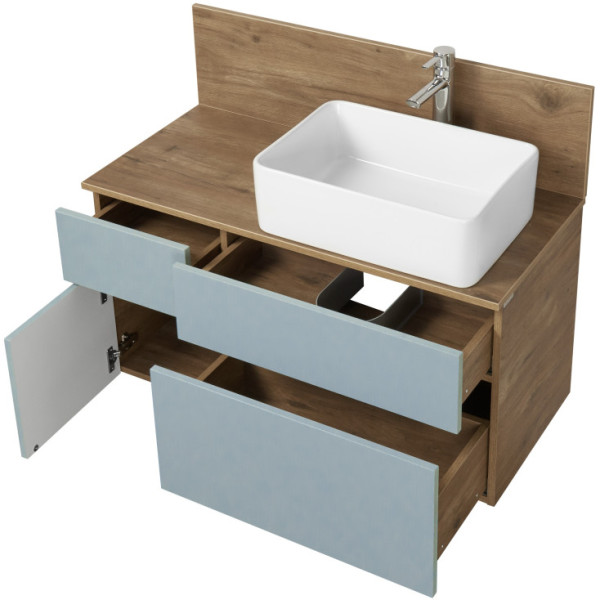 1A2569K1MIX30 Набор: 1A256901MIX30 Тумба-умывальник Мишель 100 Дуб Рустикальный/ 732700B000 Раковина Мила/ 1A253303MIX40 керамогранит. Фото 4