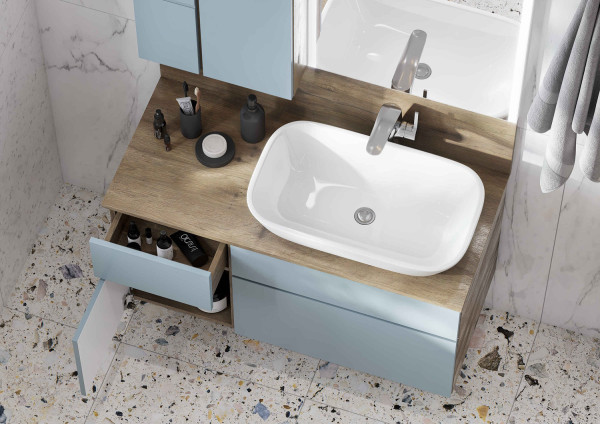 1A2569K2MIX30 Набор: 1A256901MIX30 Тумба-умывальник Мишель 100 Дуб Рустикальный/ 1AX169WBXX000 Раковина Инфинити/ 1A256703MIDR0 ЛВДСП. Фото 6