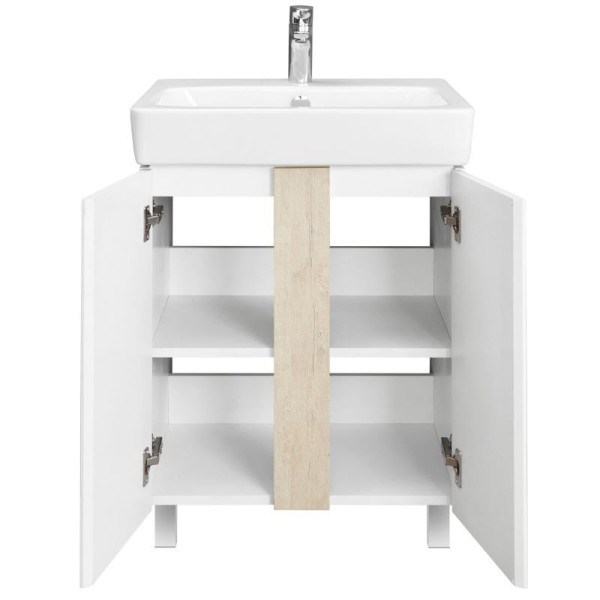 1A2574K0AHB20 Набор: 1A257401AHB20 Тумба-умывальник Кантри 60 Бел/Дуб Верона/ 1WH302186 Раковина НЕО-60. Фото 3