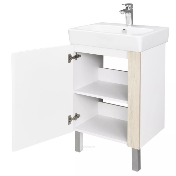 1A2576K0AHB20 Набор: 1A257601AHB20 Тумба-умывальник Кантри 55 Бел/Дуб Верона/ 1WH302185 Раковина НЕО-55. Фото 2